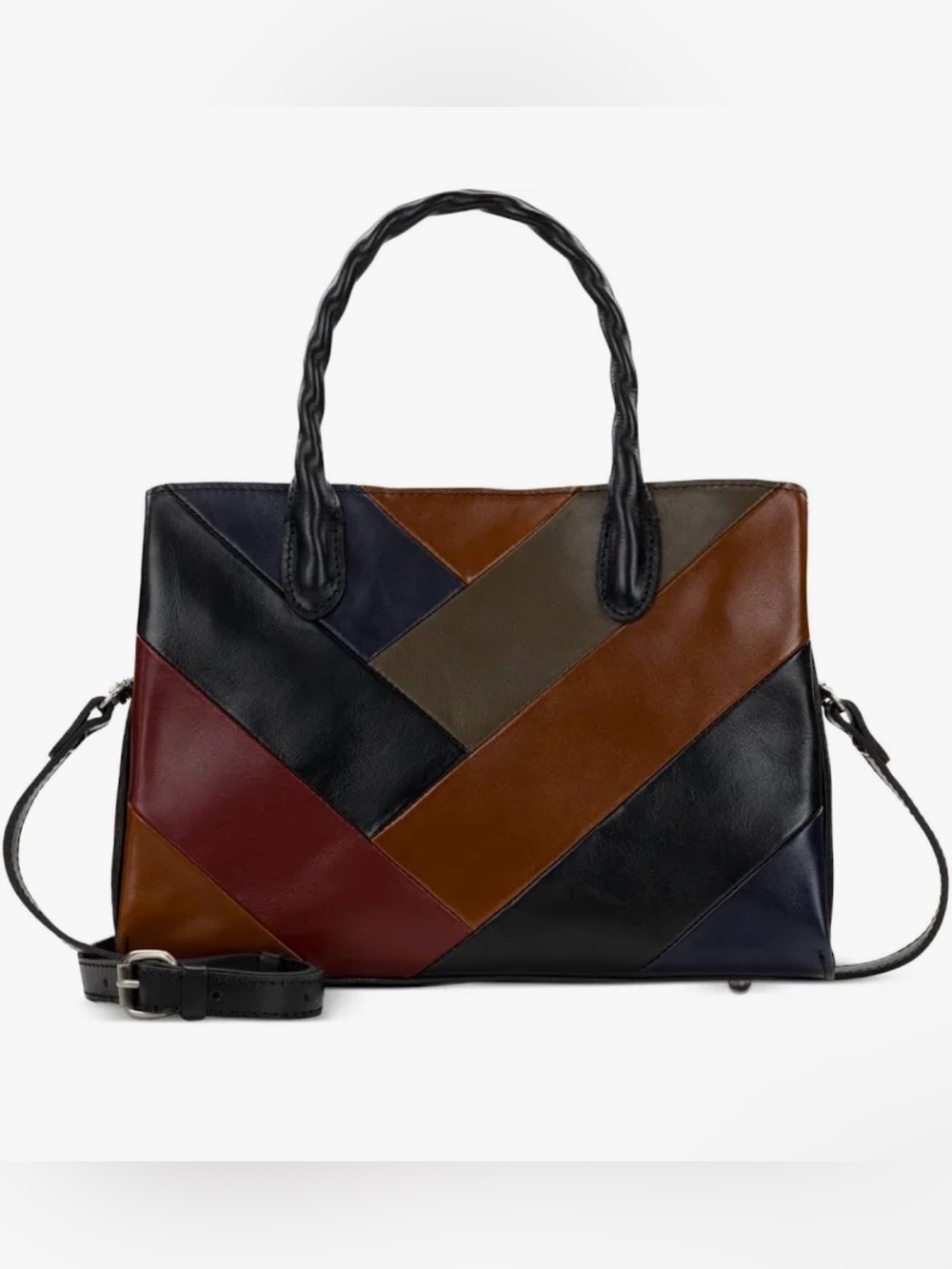 Patricia Nash Genovese Color Block Satchel. Black/ Multi.